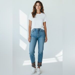 DRIFTWOOD Colette Embroidery Cropped Jeans Sz 27 Light Wash Southwestern Stretch